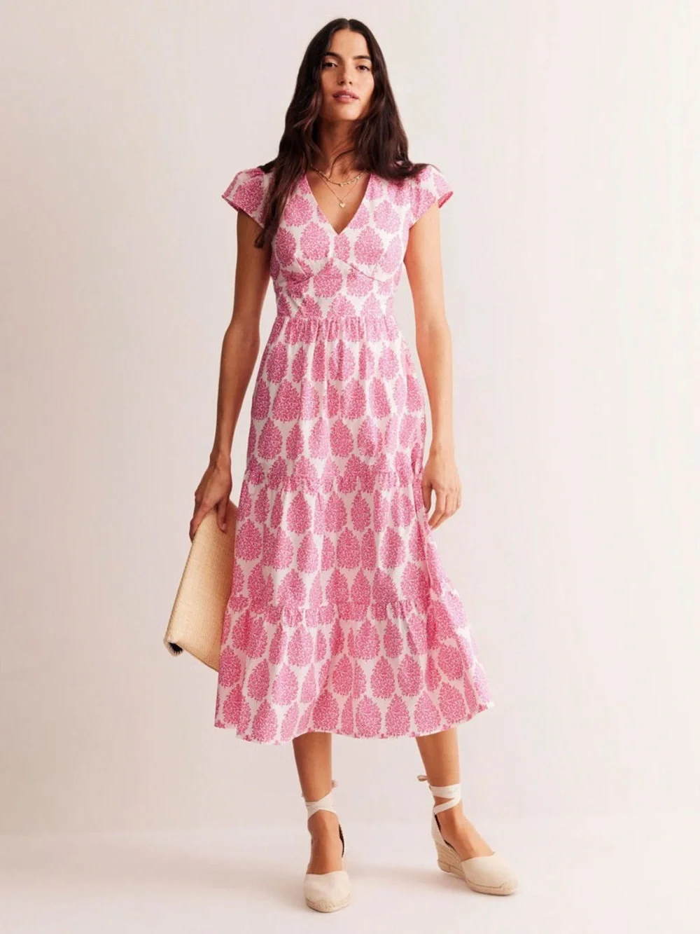 Boden May Floret Print Tiered Midi Dress - Picture 2 of 6